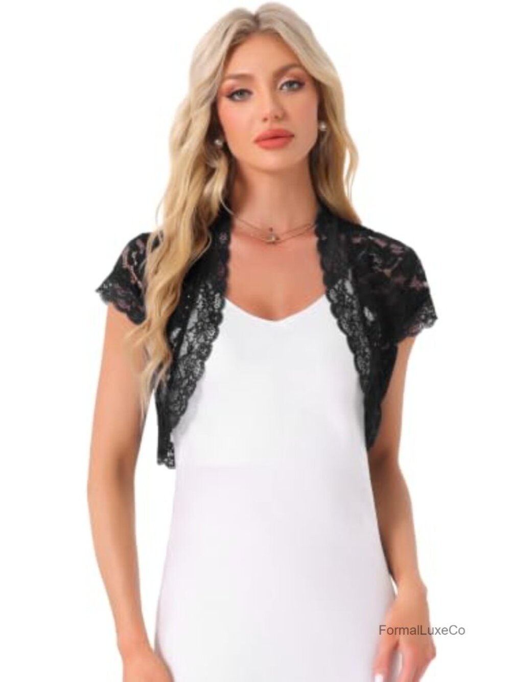 Lace Bolero Shrug Short Sleeve Sheer Floral Crop Cardigan